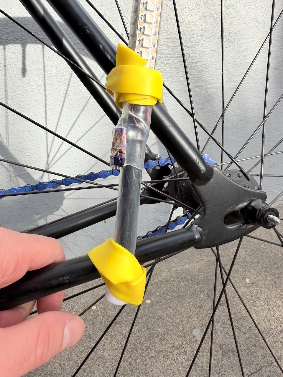 Bottom rubber strap secured