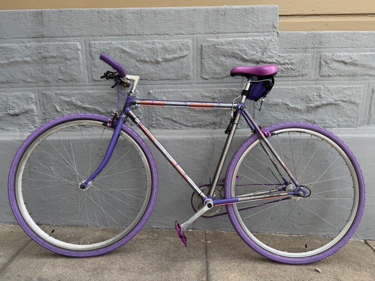 Bike frame lit up with Mission Bike Lights